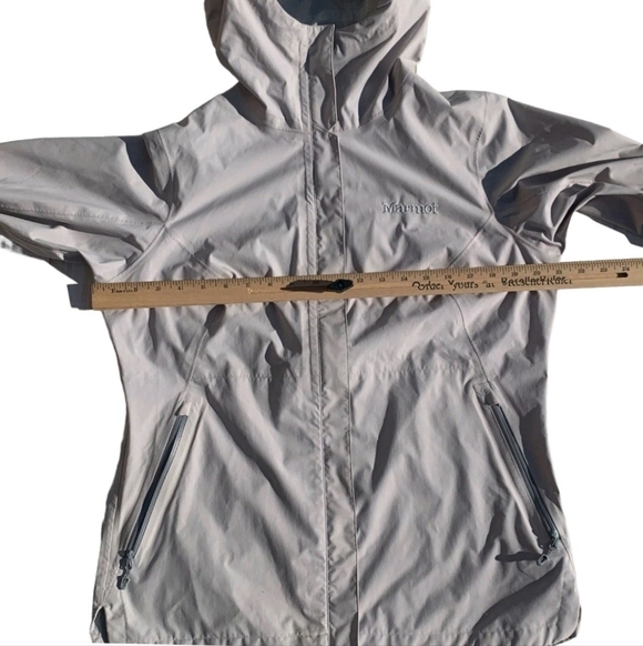 Marmot Windstopper Men's Jacket Size Medium Hooded Tan Beige 79448 Full Zip - Picture 11 of 13